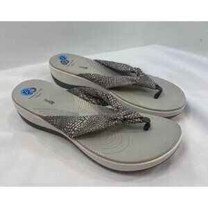 Clarks ARLA Glison Gray SIZE 12 Fabric Sandals Womens Cloudsteppers NEW